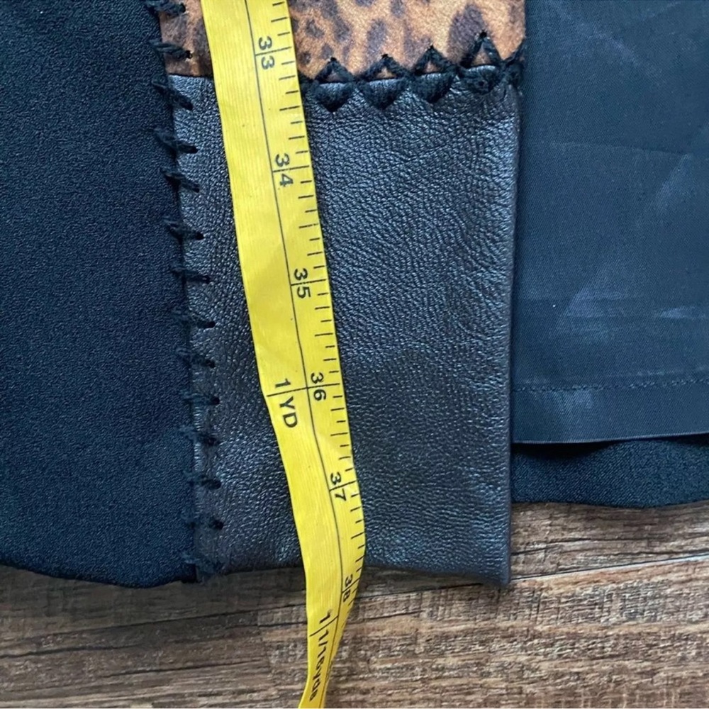 Suede Leather Patchwork Duster Jacket Coat - Picture 8 of 16